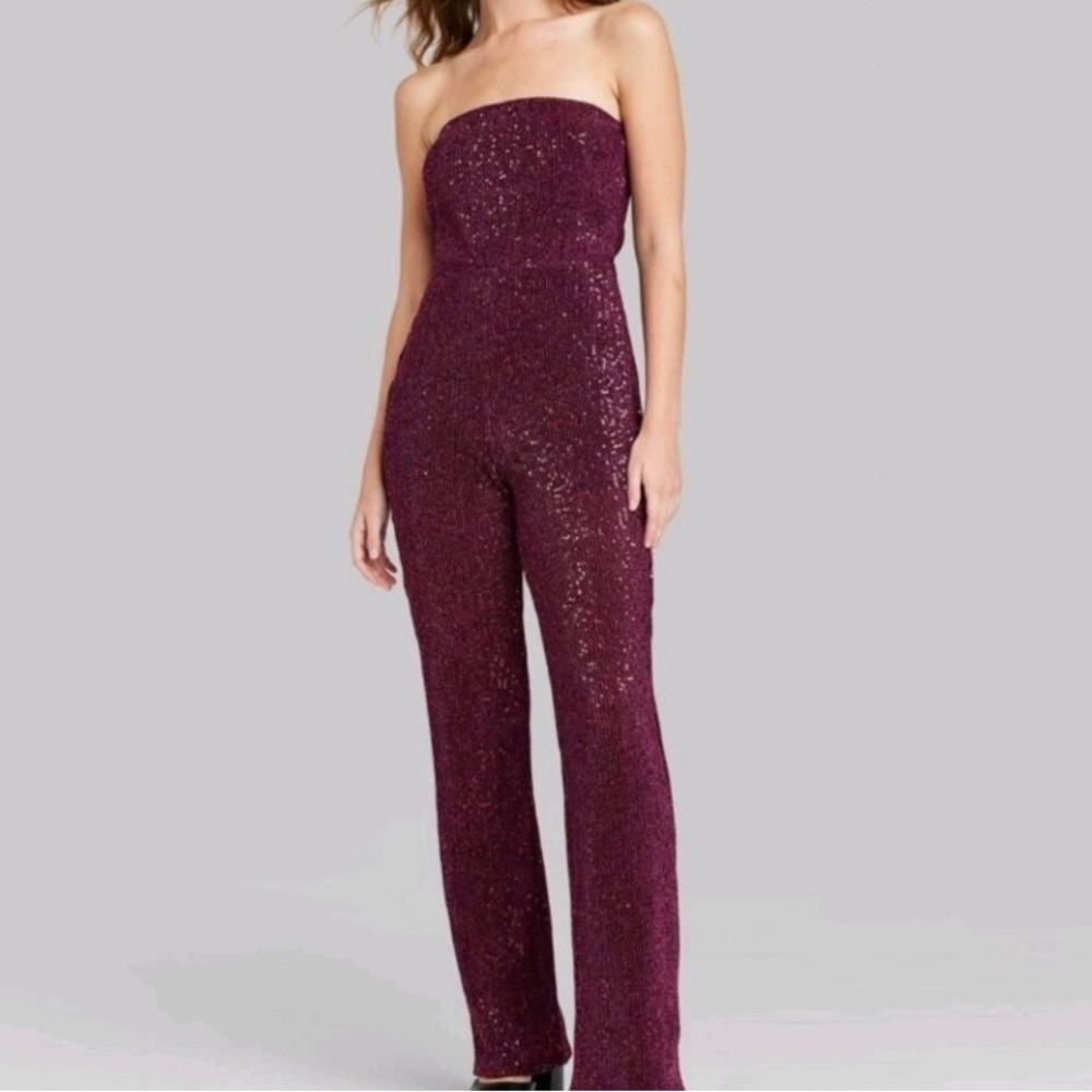 Burgundy/wine sequin Holiday jumpsuit, NWT! XL